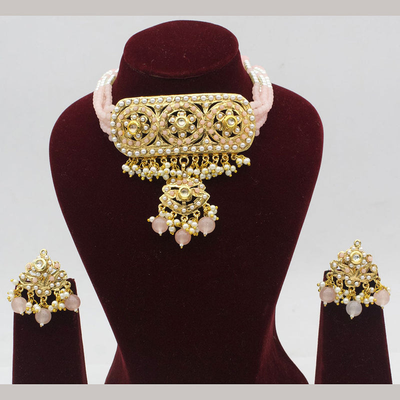 Pooja Bangles Gold Plated Pearl Choker Necklace Set