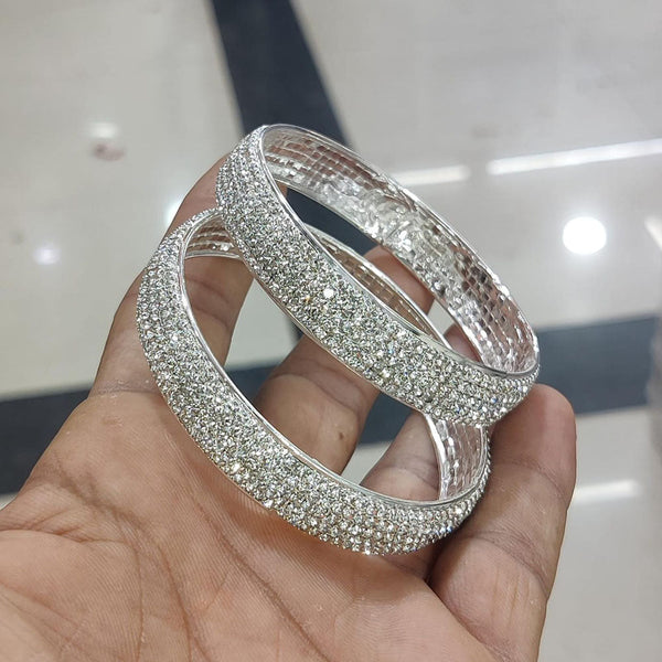 Pooja Bangles Silver Plated Austrian Stone Bangles Set