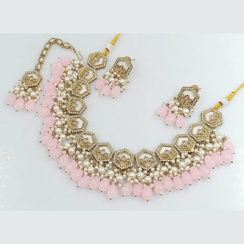 Pooja Bangles Gold Plated Austrian Stone Beads and Pearl Necklace Set