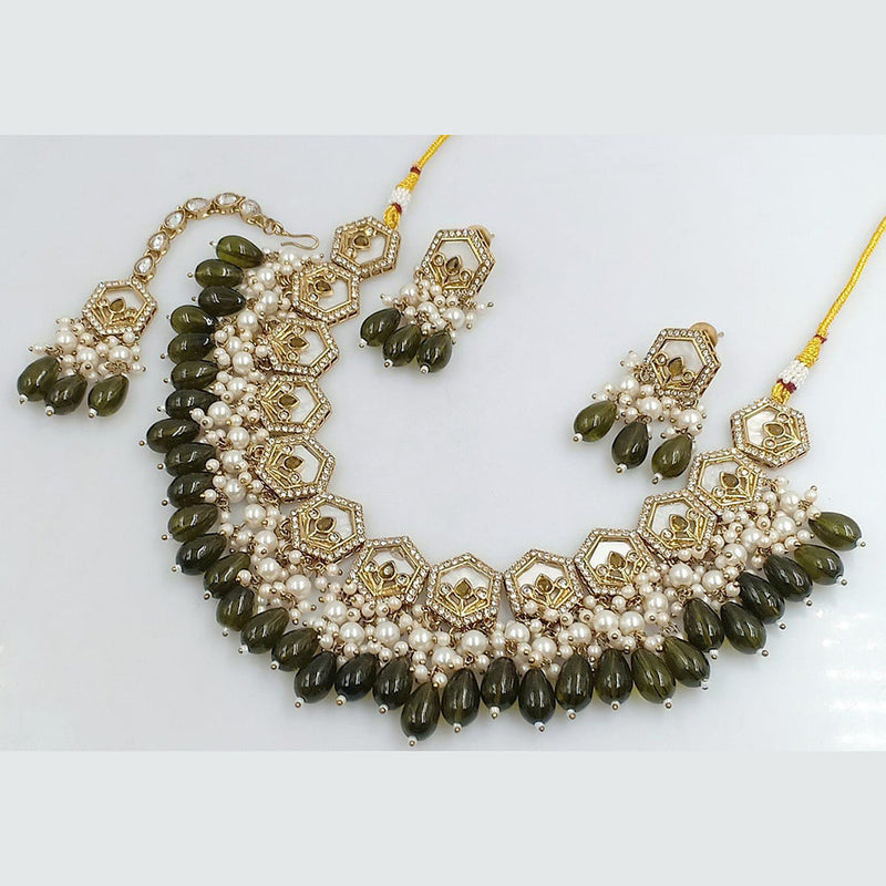 Pooja Bangles Gold Plated Austrian Stone Beads and Pearl Necklace Set