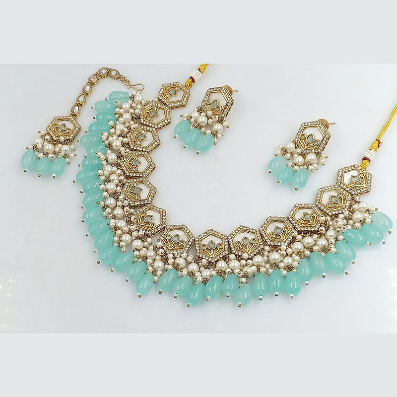 Pooja Bangles Gold Plated Austrian Stone Beads and Pearl Necklace Set