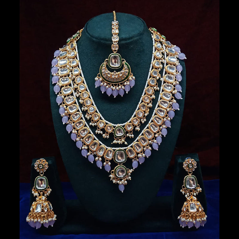 Pooja Bangles Gold Plated Kundan and Beads Necklace Set