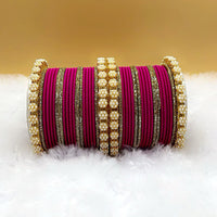 Pooja Bangles Gold Plated Austrian Stone Pearl Bangle Set