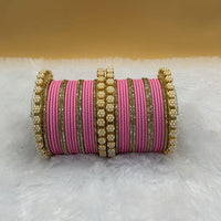 Pooja Bangles Gold Plated Austrian Stone Pearl Bangle Set