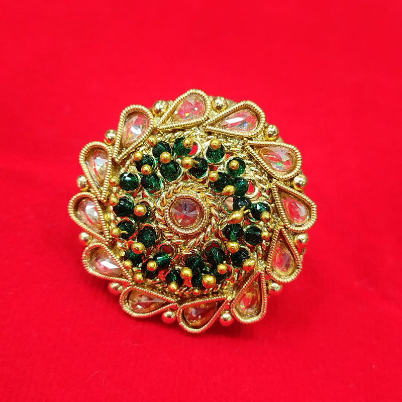 Pooja Bangles Gold Plated Crystal Stone Ring