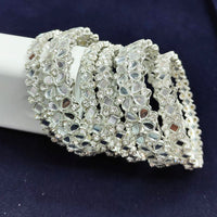 Pooja Bangles Silver Plated Mirror  Bangle Set