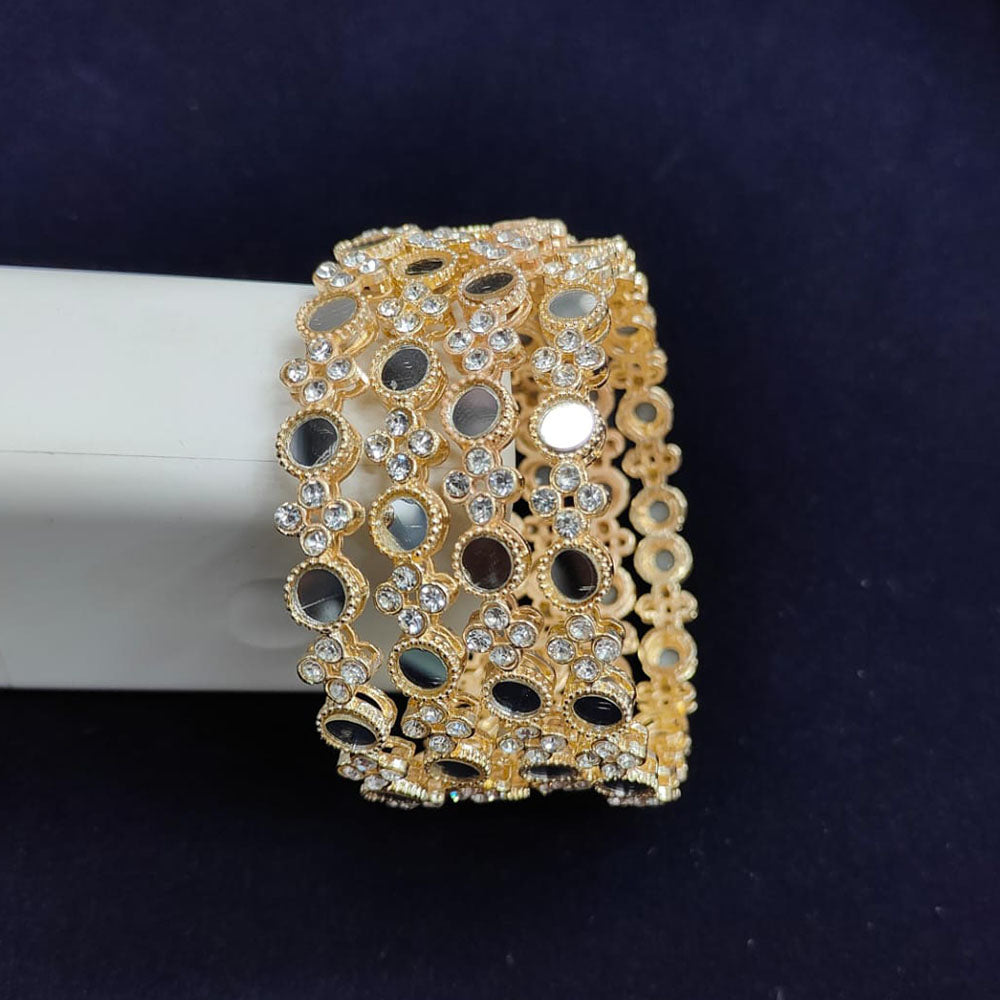 Pooja Bangles Gold Plated Austrian Stone And Mirror Bangle Set