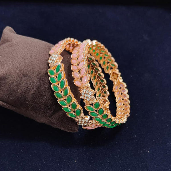 Pooja Bangles Gold Plated Austrian Stone Bangles Set