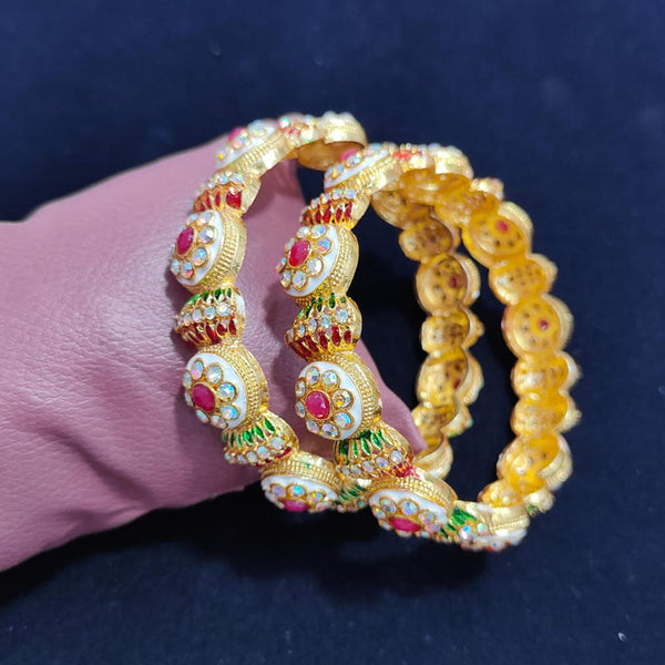 Pooja Bangles Gold Plated Austrian Stone Bangles Set