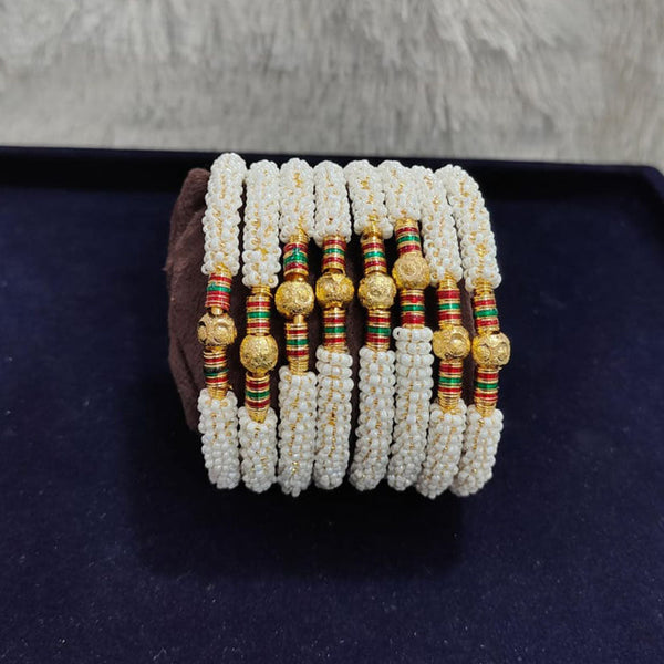 Pooja Bangles Gold Plated Pearls Bangles Set