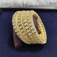 Pooja Bangles Gold Plated Crystal Stone Bangles Set