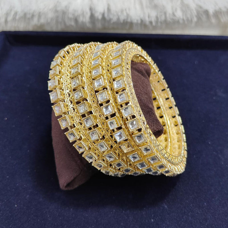 Pooja Bangles Gold Plated Crystal Stone Bangles Set