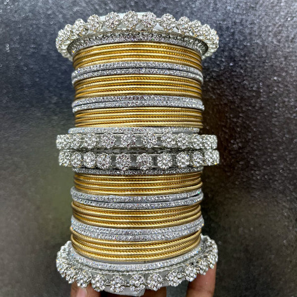 Pooja Bangles 2 Tone Plated Austrian Stone Bangles  Set