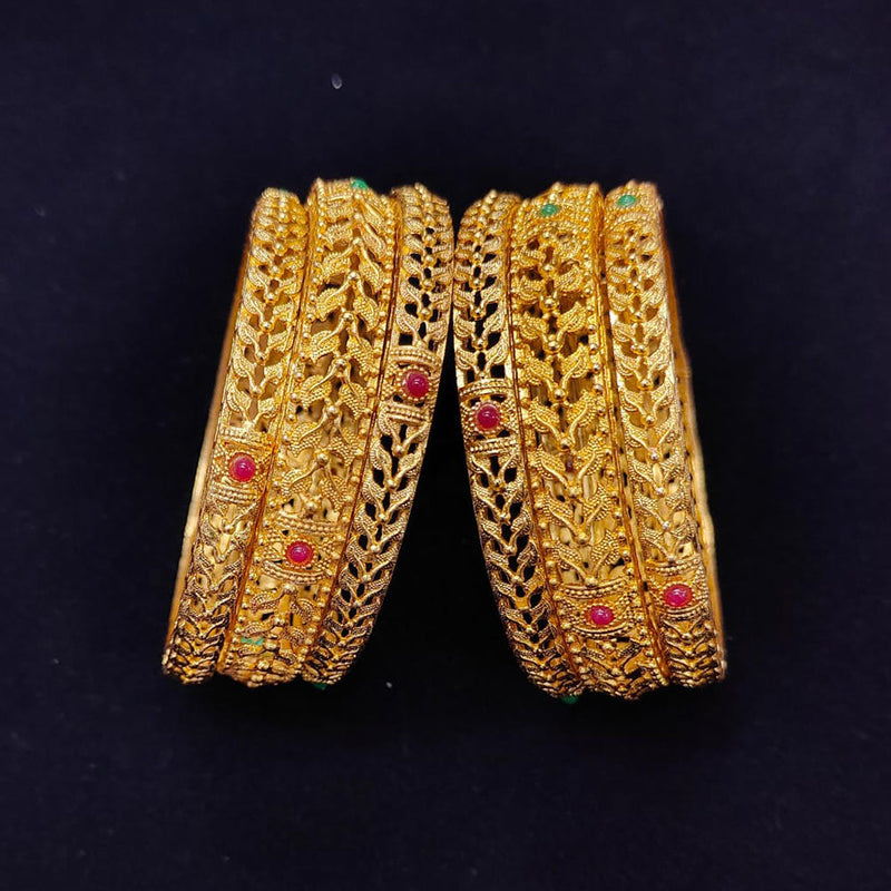 Pooja Bangles Gold Plated Pota Stone Bangles Set