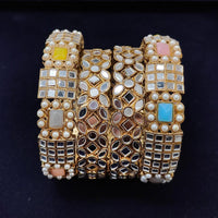 Pooja Bangles Gold Plated Crystal Stone And Mirror Bangles s Set