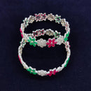 Pooja Bangles Silver Plated Austrian Stone Bangles Set