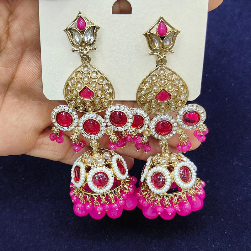 Pooja Bangles Gold Plated Kundan Stone And Pearls Jhumki Earrings