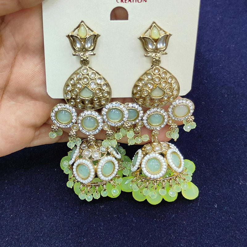 Pooja Bangles Gold Plated Kundan Stone And Pearls Jhumki Earrings