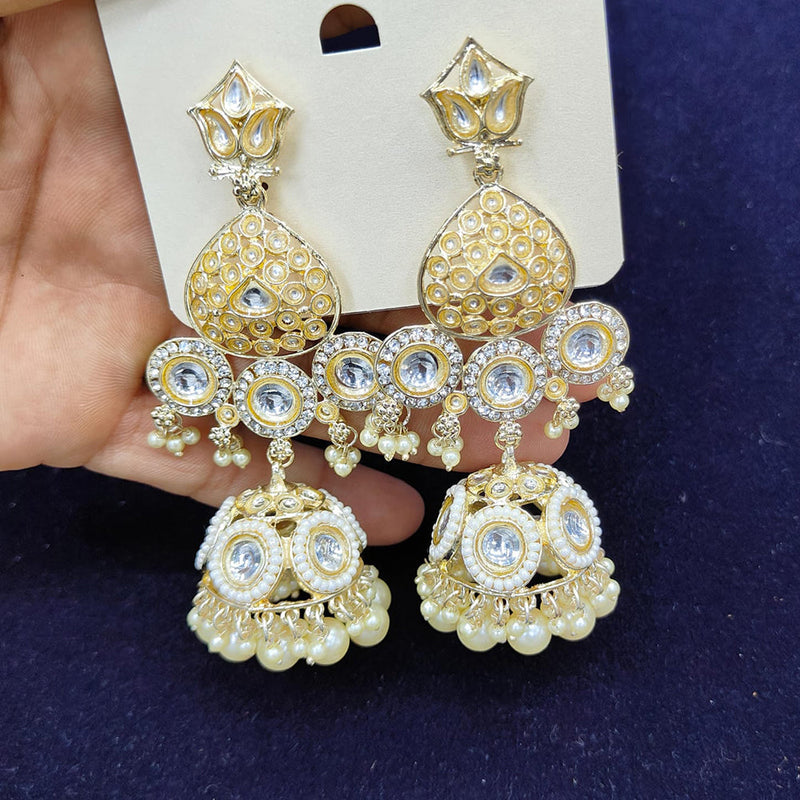 Pooja Bangles Gold Plated Kundan Stone And Pearls Jhumki Earrings