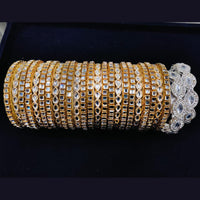 Pooja Bangles Gold Plated Kundan Stone And Mirror Bangles Set