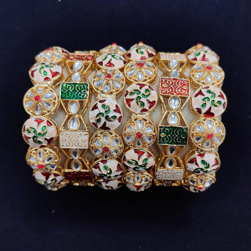 Pooja Bangles Gold Plated Meenakari Bangle Set