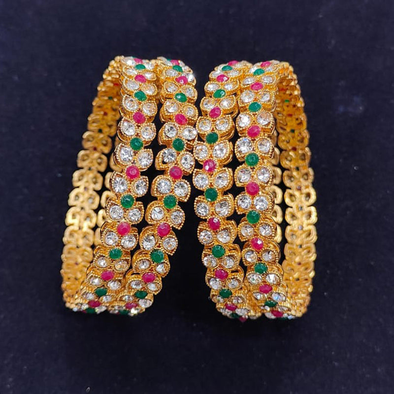 Pooja Bangles Gold Plated Austrian And Pota Stone Bangle Set