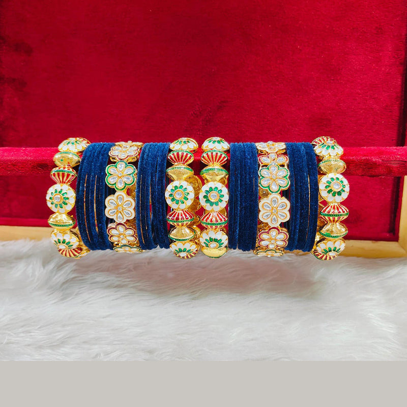 Pooja Bangles Gold Plated Kundan Stone And Velvet Bangles Set