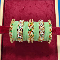 Pooja Bangles Gold Plated Kundan Stone And Velvet Bangles Set
