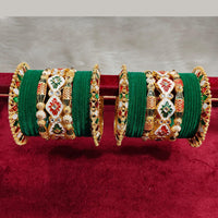 Pooja Bangles Gold Plated Kundan Stone And Velvet Bangles Set