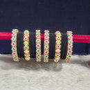 Pooja Bangles Gold Plated Pota Stone And Pearls Velvet Bangles Set