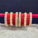 Pooja Bangles Gold Plated Pota Stone And Pearls Velvet Bangles Set