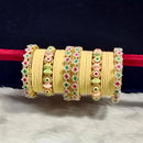Pooja Bangles Gold Plated Pota Stone And Pearls Velvet Bangles Set