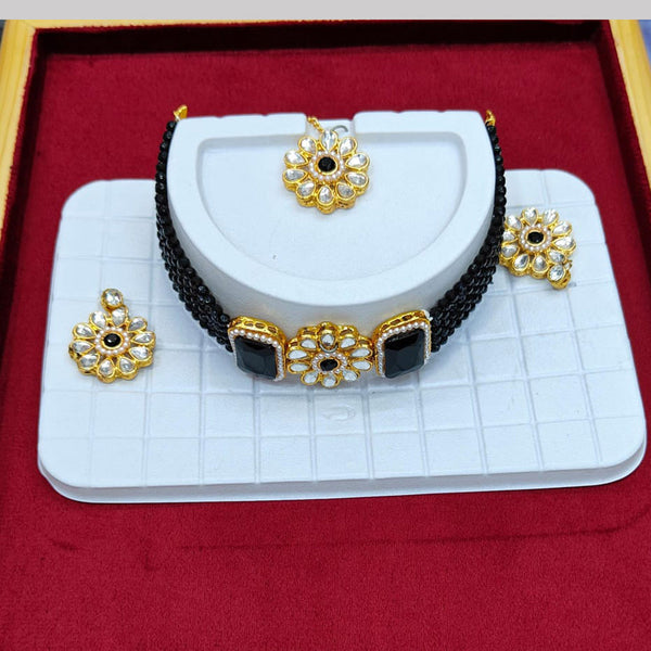 Pooja Bangles Gold Plated Kundan And Beads Choker Necklace Set