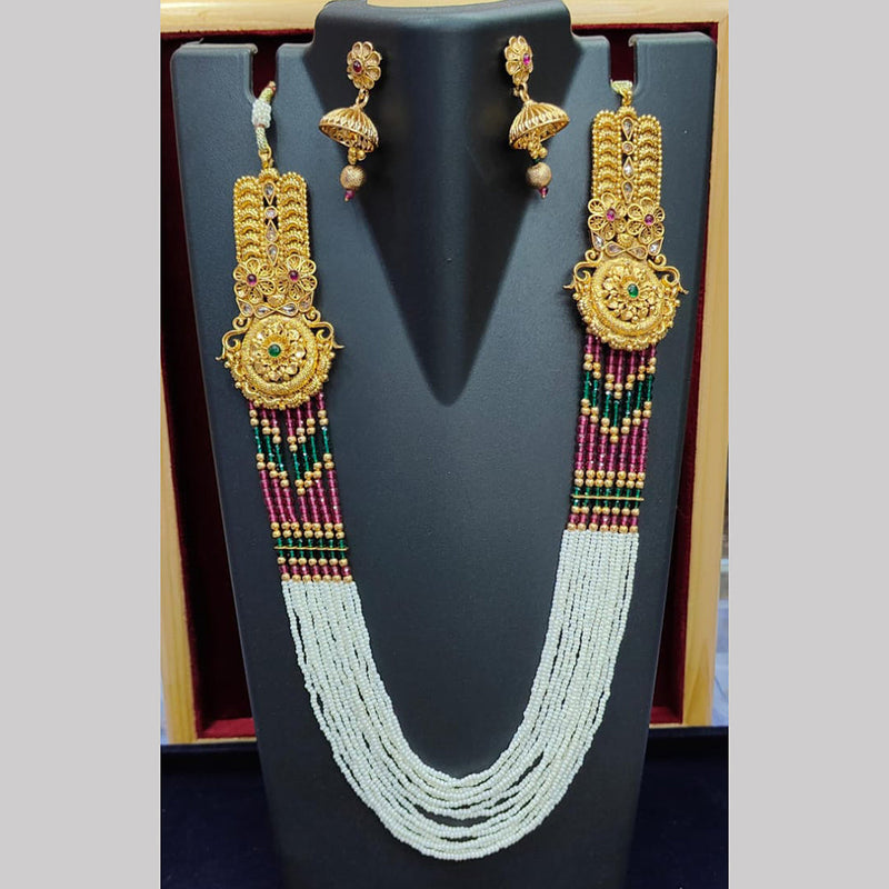 Pooja Bangles Gold Plated And Pearl Long Necklace Set