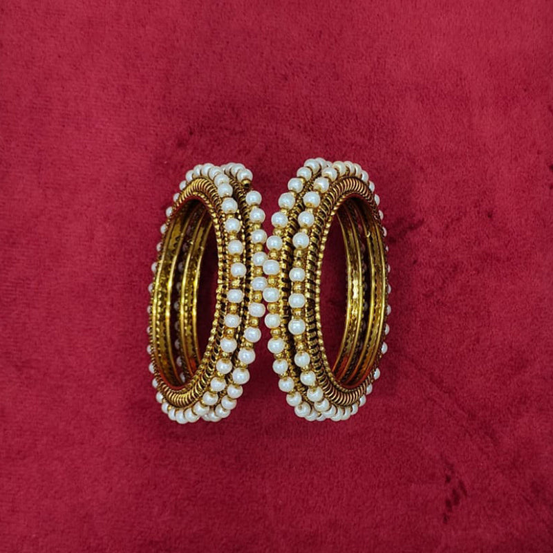 Pooja Bangles Gold Plated Pearl  Bangle Set