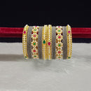 Pooja Bangles Gold Plated Pota Stone And Pearls Velvet Bangles Set
