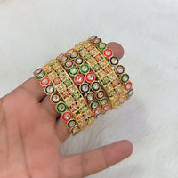 Pooja Bangles Gold Plated Kundan Stone And Meenakari Bangles Set