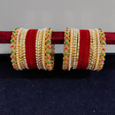 Pooja Bangles Gold Plated Pearls Velvet Bangles Set