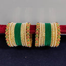 Pooja Bangles Gold Plated Pearls Velvet Bangles Set