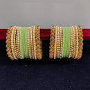 Pooja Bangles Gold Plated Pearls Velvet Bangles Set