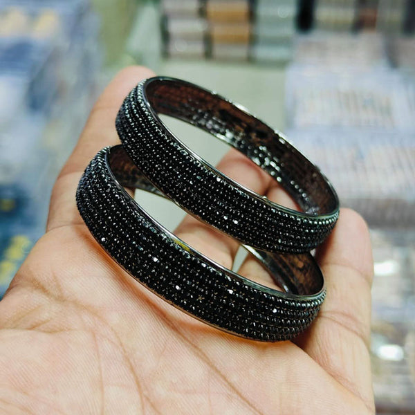 Pooja Bangles Black Polish Austrian Stone Bangles Set