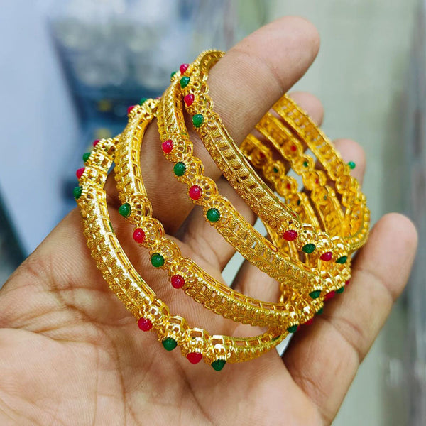 Pooja Bangles Gold Plated Pota Stone Bangles Set