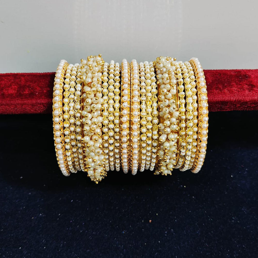 Pooja Bangles Gold Plated Pearls Bangles Set