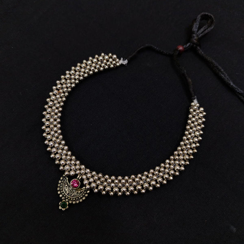 Pooja Bangles Oxidised Plated Choker Necklace Set