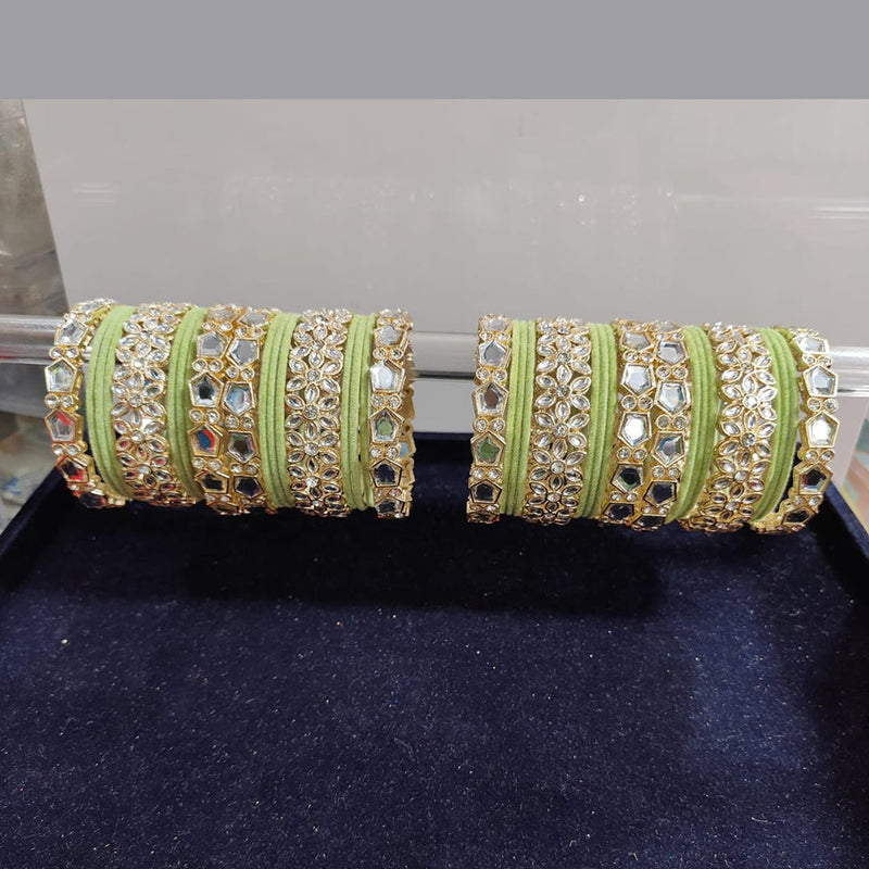 Pooja Bangles Gold Plated Kundan Stone And Velvet Bangle Set