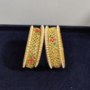 Pooja Bangles Gold Plated Crystal Stone And Pearls Bangles Set