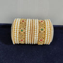 Pooja Bangles Gold Plated Crystal Stone And Pearls Bangles Set
