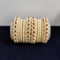 Pooja Bangles Gold Plated Austrian Stone Pearls Bangles Set