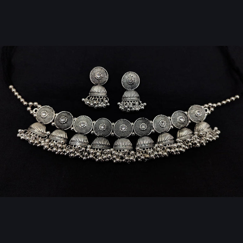 Pooja Bangles Oxidised Plated Choker Necklace Set