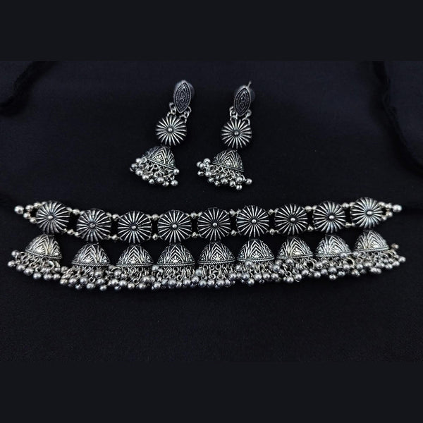 Pooja Bangles Oxidised Plated Choker Necklace Set